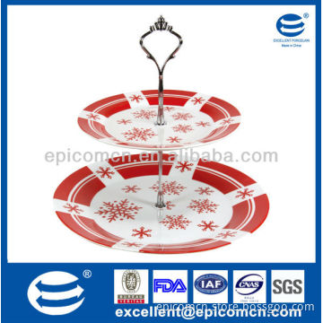 2 tiers innovative porcelain dessert decorator ceramic cake plate factory directly